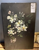 Hand painted flowers on wood dated 1888