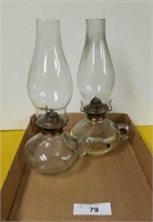 (2) GLASS OIL FINGER RING LAMPS