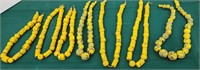 7 strands of glass beads yellow