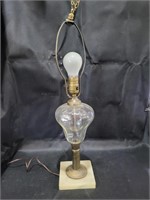 VTG Marble Base Brass & Glass Lamp