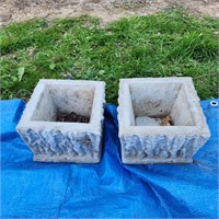 2 Small Square Concrete Planters