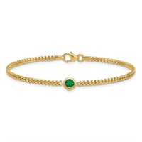 14 Kt- Emerald Cuban Link Bracelet