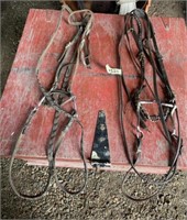 2 Leather Bridles (1 Curved Bit & 1 Snaffle Bit)