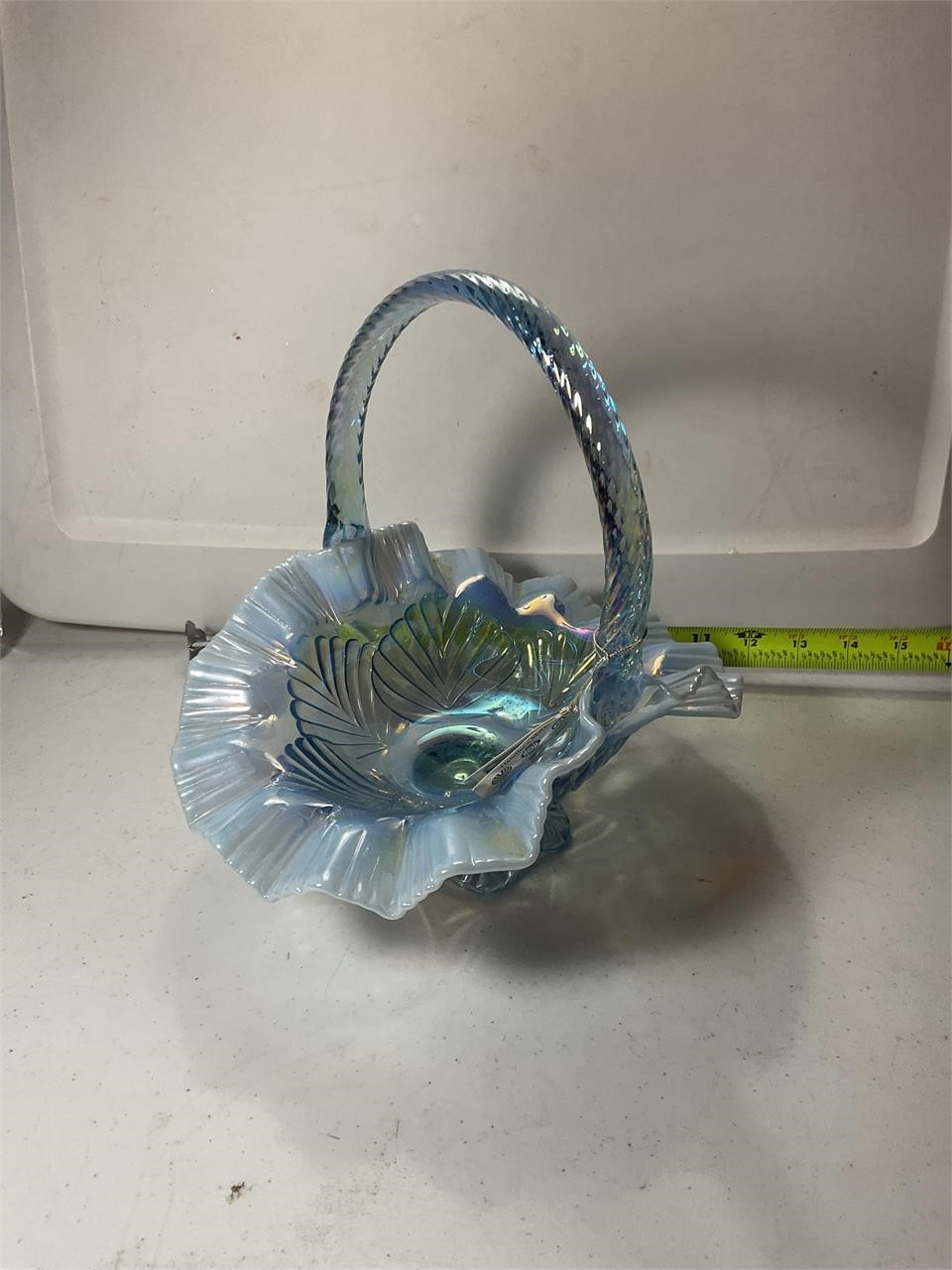 Fenton Glass Blue Basket