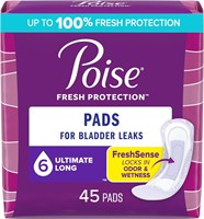 Poise Incontinence Pads  6 Drop  45 Count