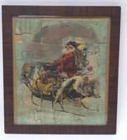 Antique McLoughlin Bros Santa Claus Puzzle Framed