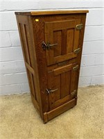 Vtg. Oak 2-door Ice Box