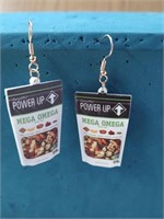 Power Up Trail Mix Earrings NIP Goldtone 1.5"