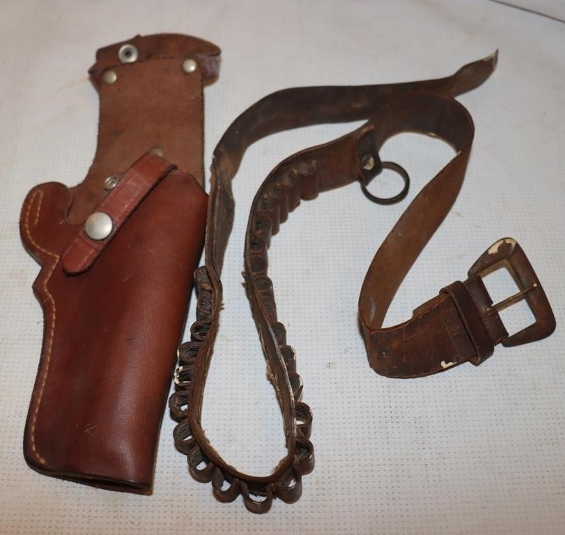 Vintage Leather Ammo Belt & Holster