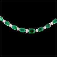 Emerald & Diamond Necklace: 26.56ctw & 1.75ctw