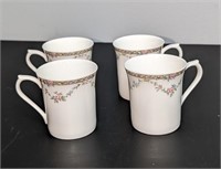 4 Pc. Churchill Queen's Garland Rose Tea Cups