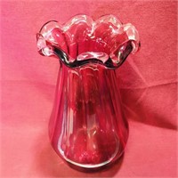 Cranberry Glass Vase (9 1/2" Tall)