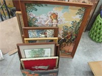 Approx. 35 Needle Point Prints, many sizes, most
