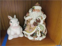 Santa and Bunny Cookie Jars