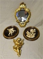 Gilt and Figural Wall Decoratives.