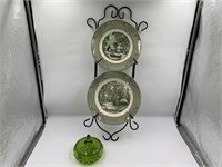 Green Candy Dish & Plate Rack