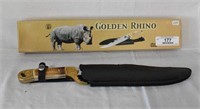 Golden Rhino Bowie Knife w/ Sheath