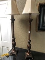 Pair Tall Decorative Table Lamps w/ Shades,42"h