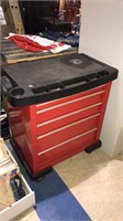 Five drawer tool storage cabinet on wheels with