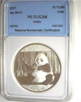 2017 .999 AG 10 Yuan NNC PR70 DCAM Panda