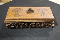 Tramp Art Religious hand made wood box dated 04