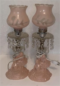 Frosted Pink Ballerina Hurricane Lamp, 14"