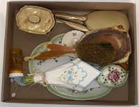 Unmarked Ceramic Pieces & Handheld Mirror w/