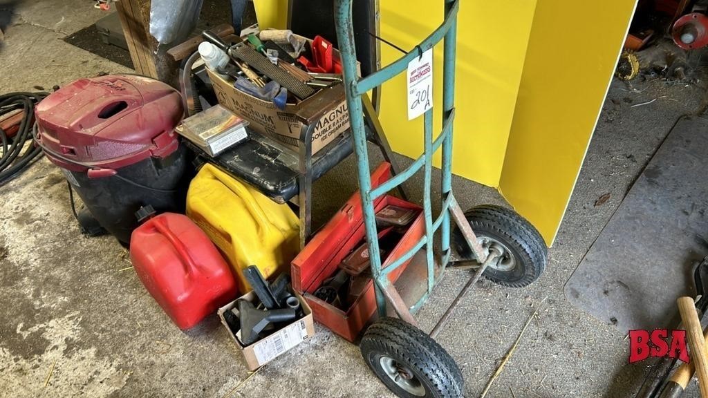 OFFSITE: Trolly, Shop Vac, Jerry Can, Red tool Box