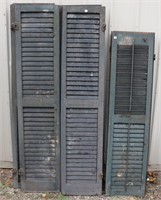 10 Antique Louvered Shutters, Green