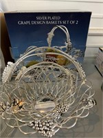 Silverplated grape design baskets