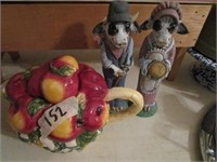 Fruit Teapot & Mr & Mrs Cow figures