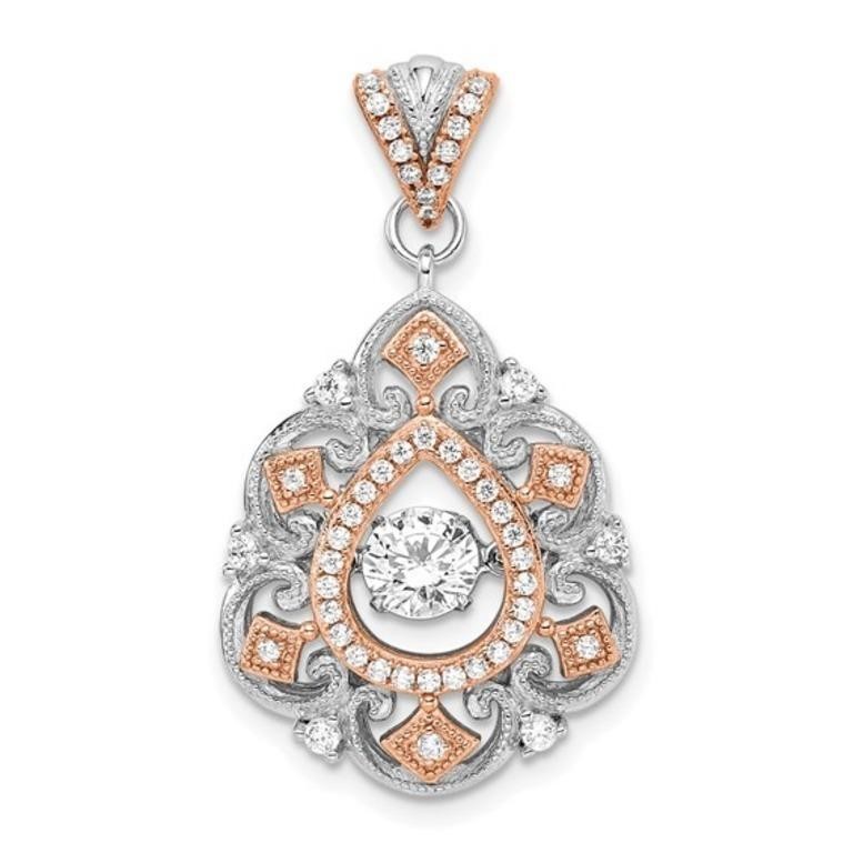 Sterling Silver Fancy Design Crystal Pendant