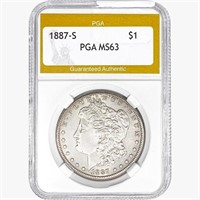 1887-S Morgan Silver Dollar PGA MS63