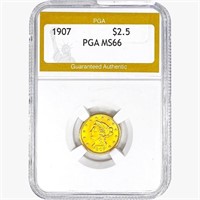 1907 $2.50 Gold Quarter Eagle PGA MS66
