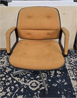 Vtg Yellow Fabric Steel Frame Rolling Chair