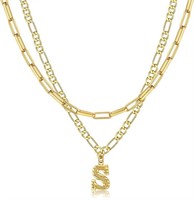KeyStyle Gold Letter Layered Choker Necklace For W