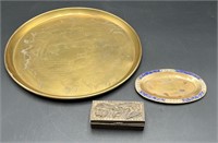 Gold Tray, Small Ashtray, Small Dragon Box