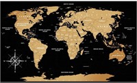 MYMAP BLACK SCRATCH OFF WORLD MAP 33 X 25IN