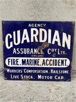 Original GUARDIAN Assurance Coy Ltd Enamel Sign -