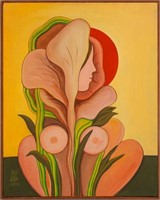 Bhagwan Kapoor "Flower Girl" Acrylic on Canvas