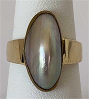 Mabe Pearl Modernist Ring 14KG MNT