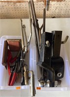 Ball hitches, tire irons, vacuum gage & various