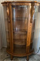 Lighted curio cabinet with glass door, 3 wood