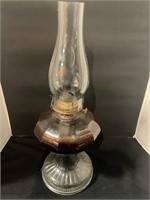 Glass oil lamp with chimney