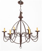 American Wrought Iron Six-Light Chandelier