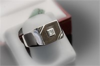 14k White Gold Diamond Men's Ring S:10