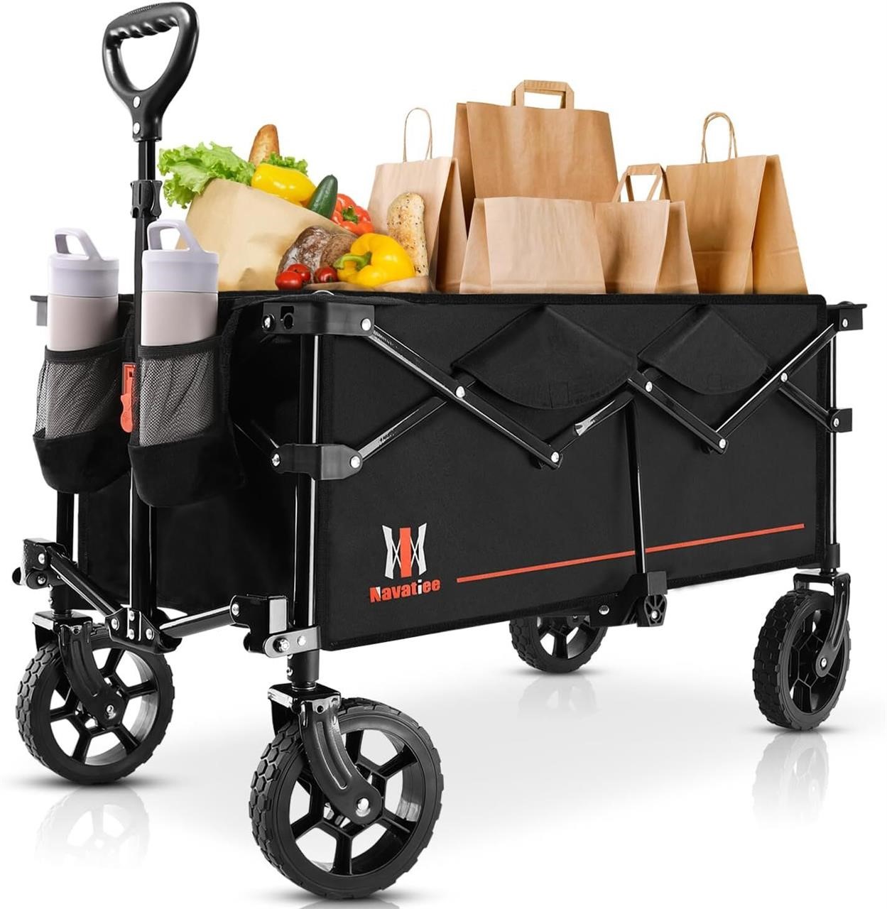 Collapsible Folding Wagon  Heavy Duty  Black