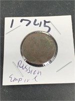 1745 Russian Empire copper Denga coin