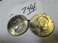 1978 & 1978-D EISENHOWER $1 COINS VERY G