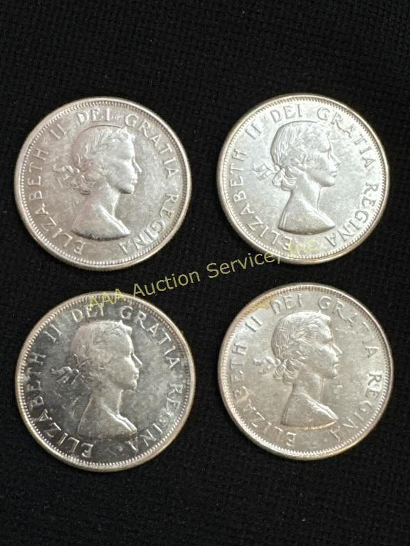 (4) silver 1960 Canada 50 cents coins